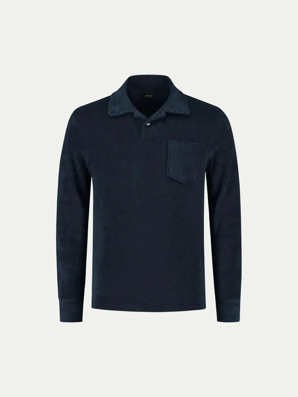 AURELIEN TERRY LONGSLEEVED POLO SHIRT NAVY