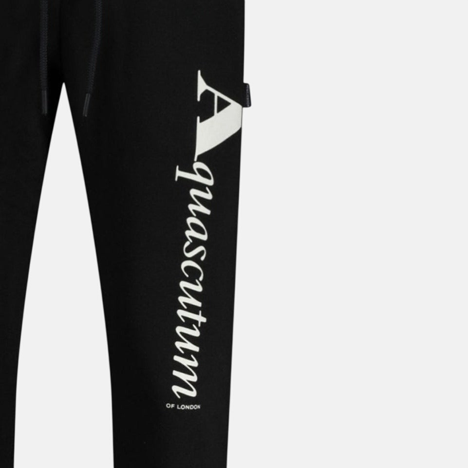 Aquascutum Classic Logo Tracksuit Bottoms Black - northern threads