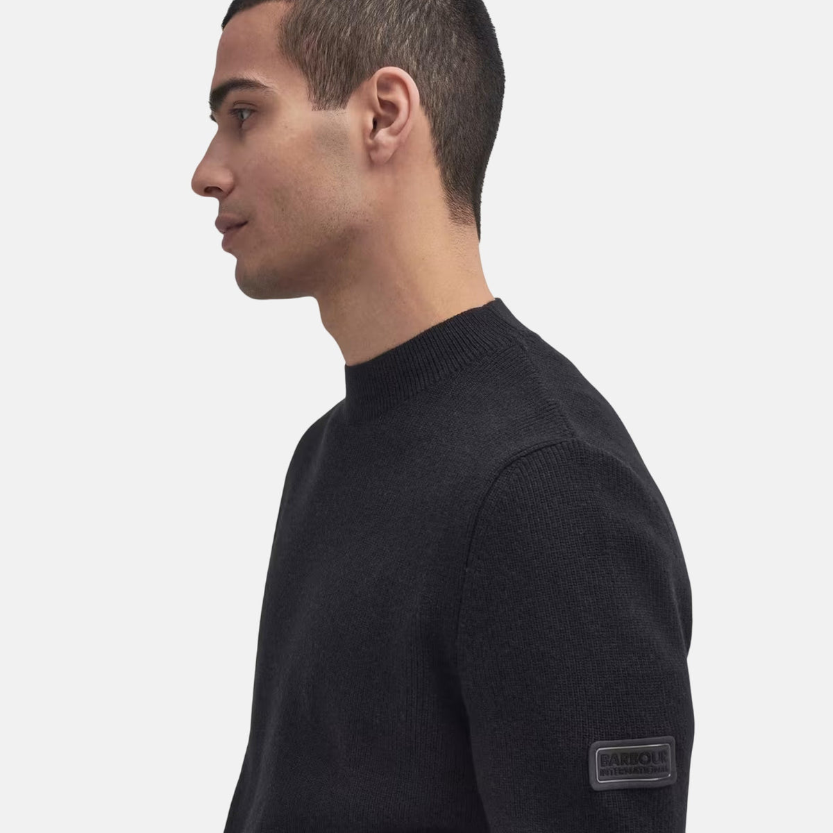 Barbour International Crawley Crew Neck Jumper Black | Northern Threads Designer Menswear