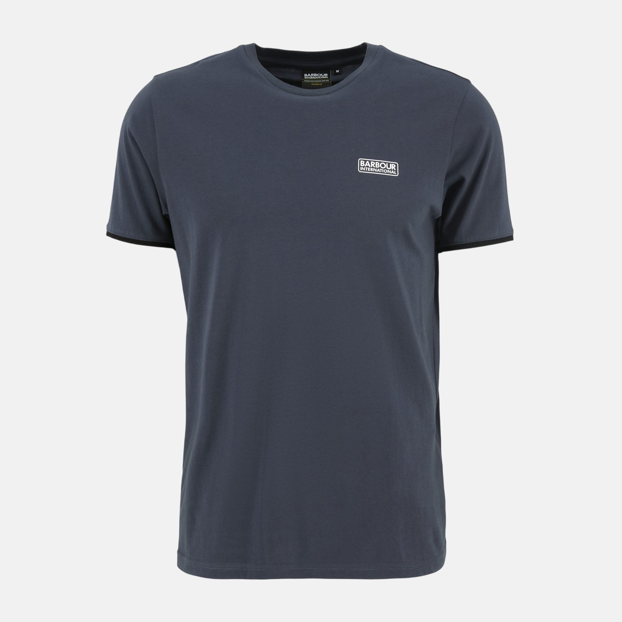 Barbour International Deep Cuff Evan Tipped T-Shirt Storm Grey - SPR1038-M - northern threads uk