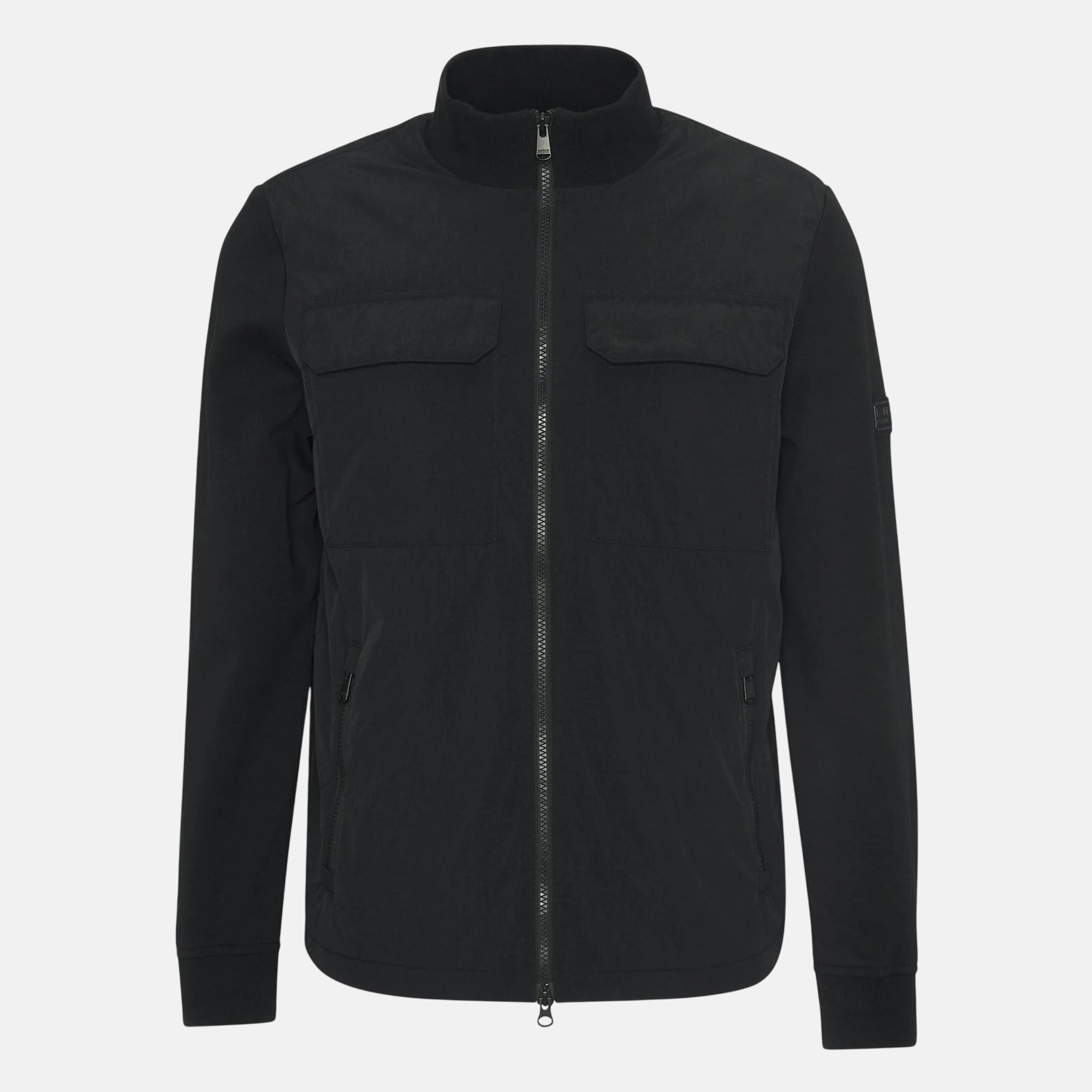 Barbour International Ethan Funnel Neck Quilted Sweat Jacket Black - SPR1054-M - northern threads uk