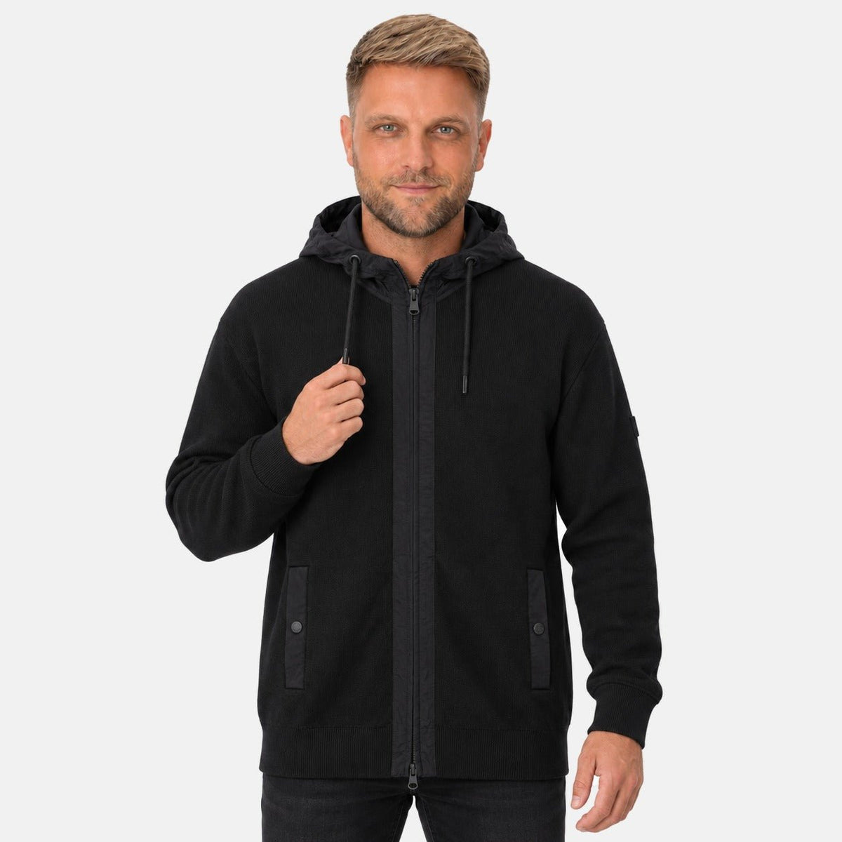 Barbour International Inline Knitted Hoodie Black | Northern Threads Designer Menswear
