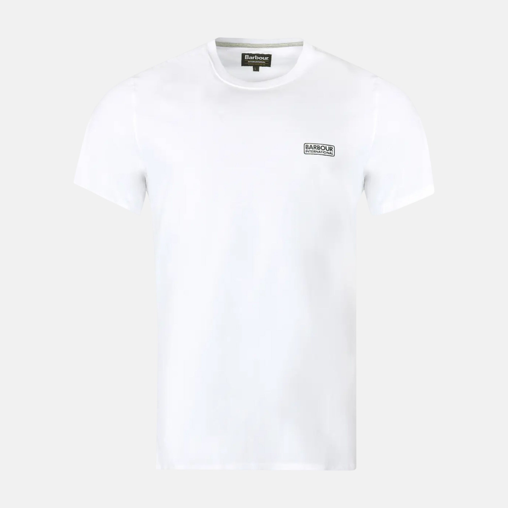Barbour International Small Logo T-Shirt White Black - SPR445-M - northern threads uk