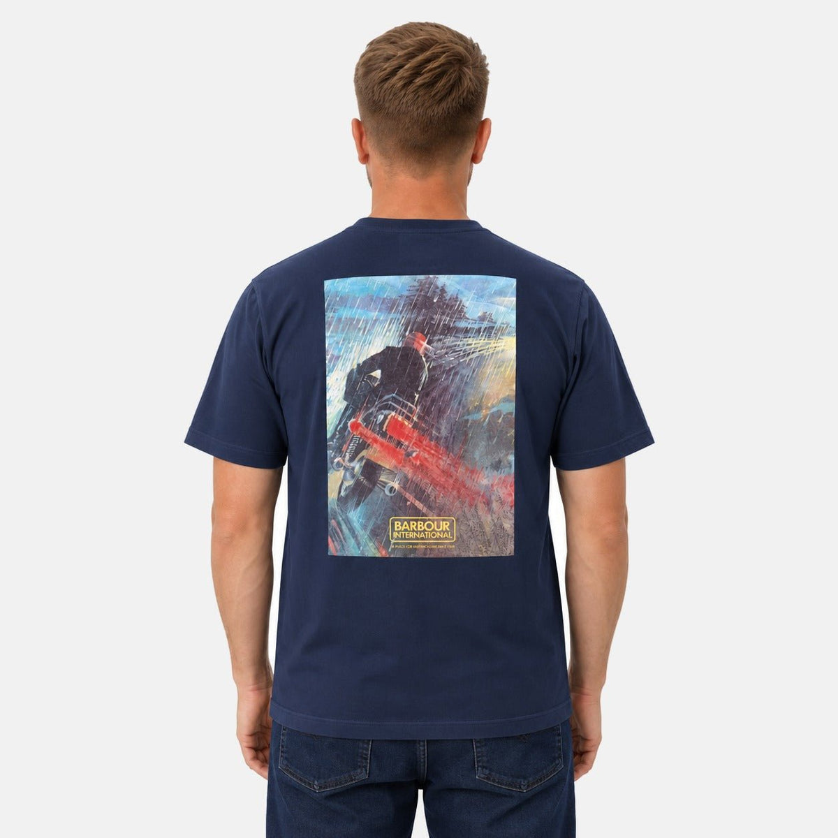 Barbour International Taylor Archive Graphic T-Shirt Navy Blazer | Northern Threads Designer Menswear