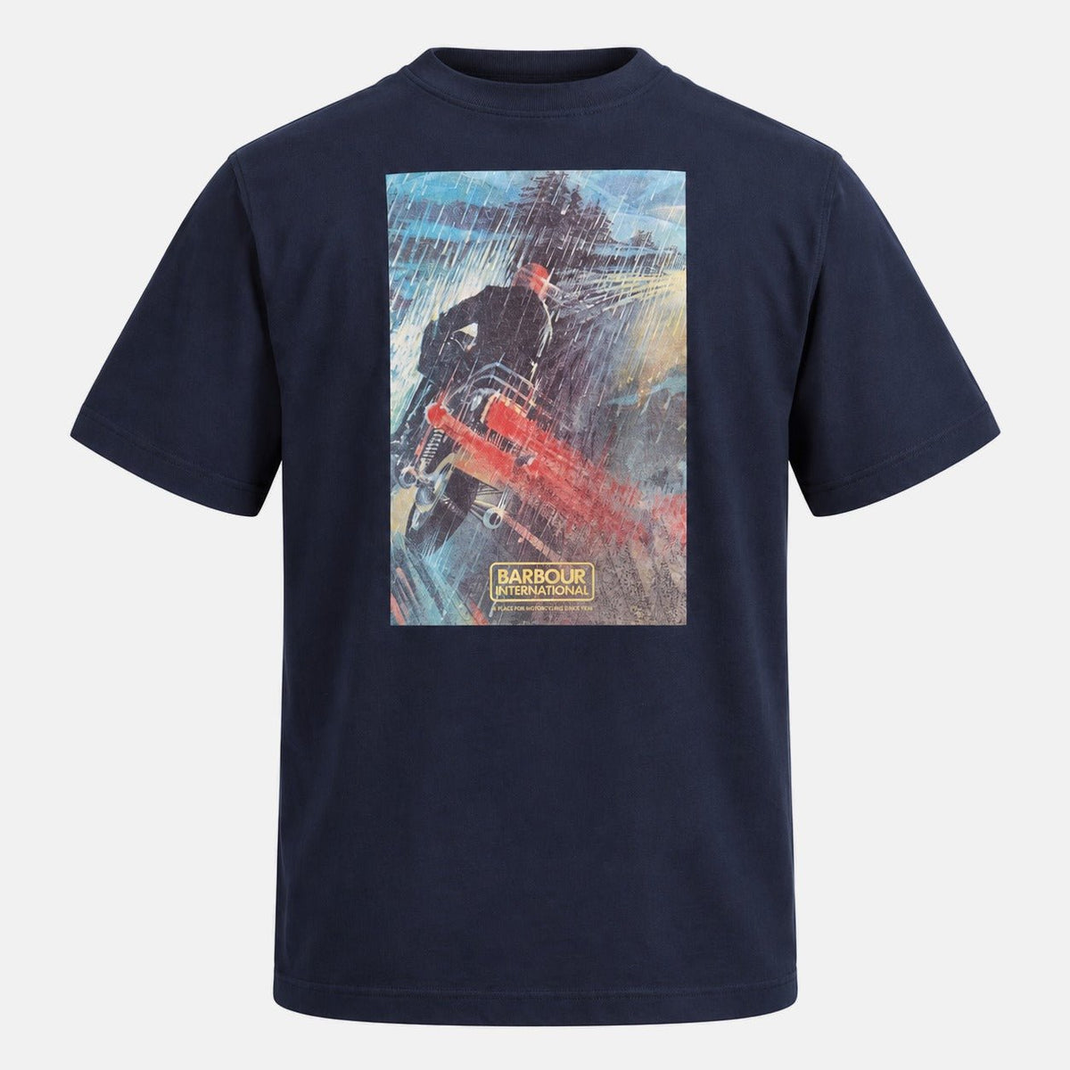 Barbour International Taylor Archive Graphic T-Shirt Navy Blazer | Northern Threads Designer Menswear