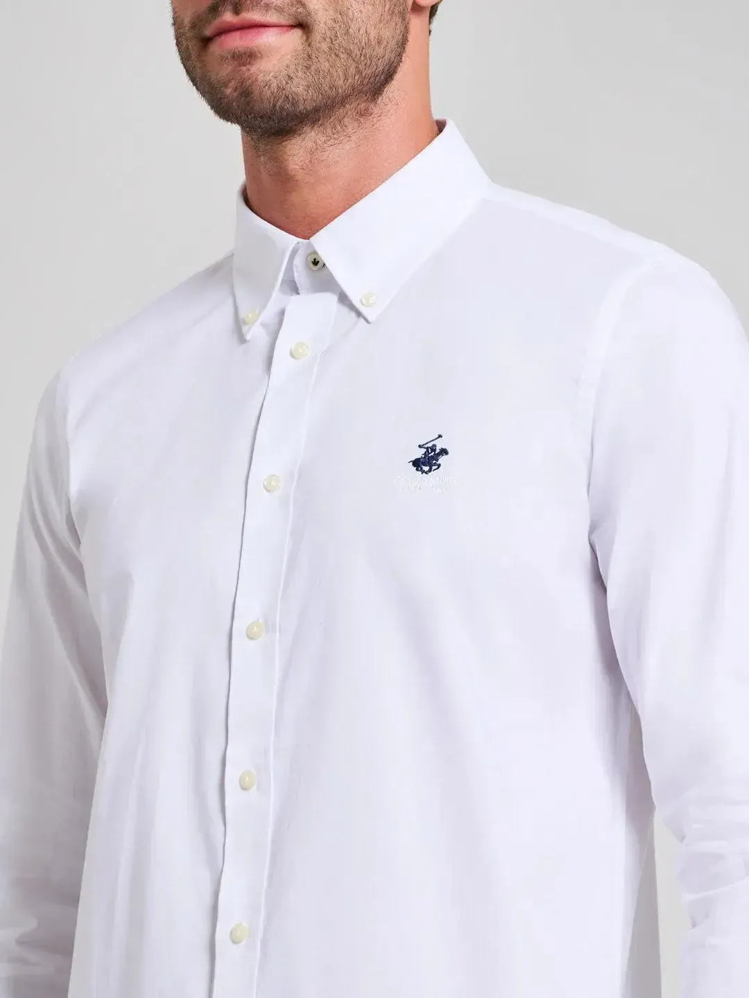 BEVERLY HILLS POLO CLUB-BHPC BUTTON DOWN OXFORD SHIRT GHOST WHITE-NORTHERN THREADS DESIGNER MENSWEAR