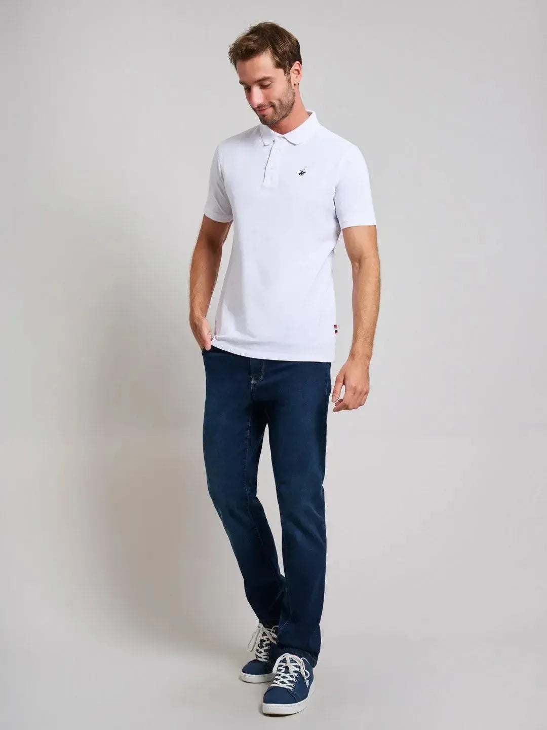 BEVERLY HILLS POLO CLUB-BHPC GARMENT DYED MODERN SLIM FIT POLO SHIRT GHOST WHITE-NORTHERN THREADS DESIGNER MENSWEAR