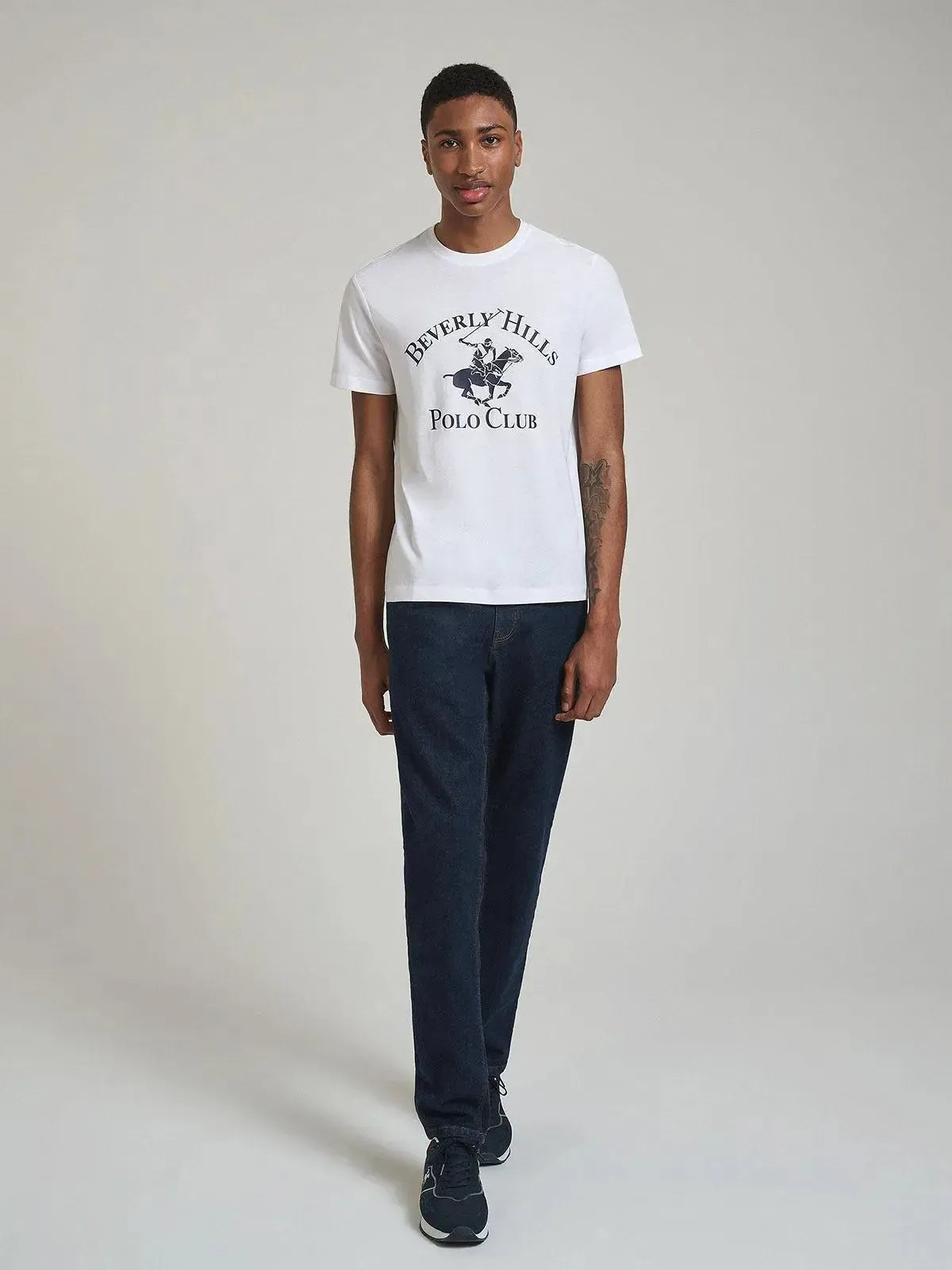 BEVERLY HILLS POLO CLUB-BHPC ICON PRINT MODERN SLIM FIT T-SHIRT GHOST WHITE-NORTHERN THREADS DESIGNER MENSWEAR