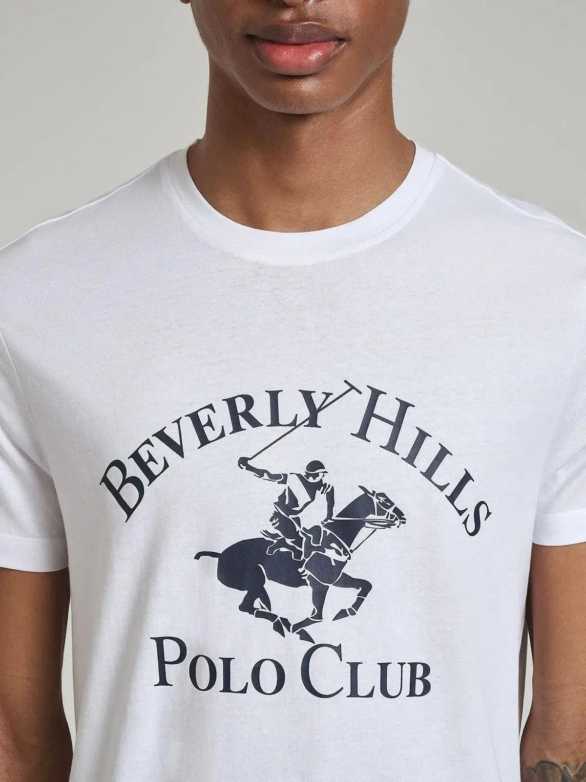 BEVERLY HILLS POLO CLUB-BHPC ICON PRINT MODERN SLIM FIT T-SHIRT GHOST WHITE-NORTHERN THREADS DESIGNER MENSWEAR