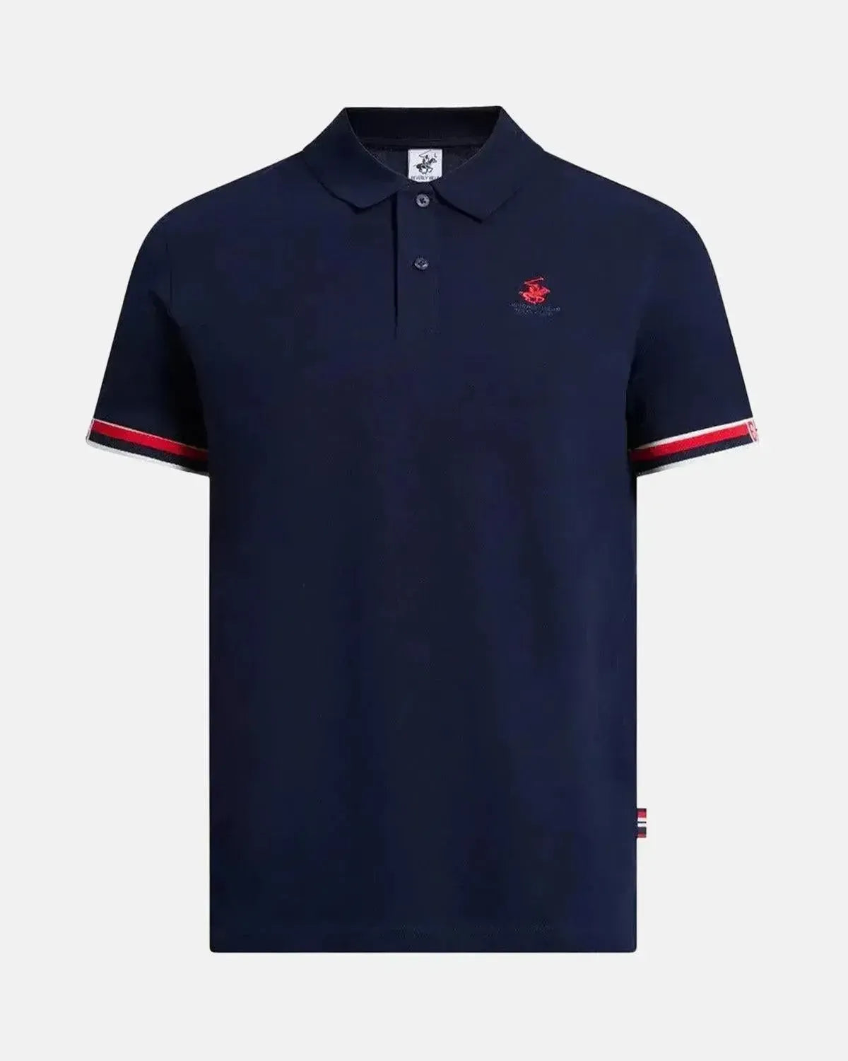 BEVERLY HILLS POLO CLUB-BHPC RIBBED SLEEVE MODERN SLIM FIT POLO SHIRT DARK NAVY-NORTHERN THREADS DESIGNER MENSWEAR