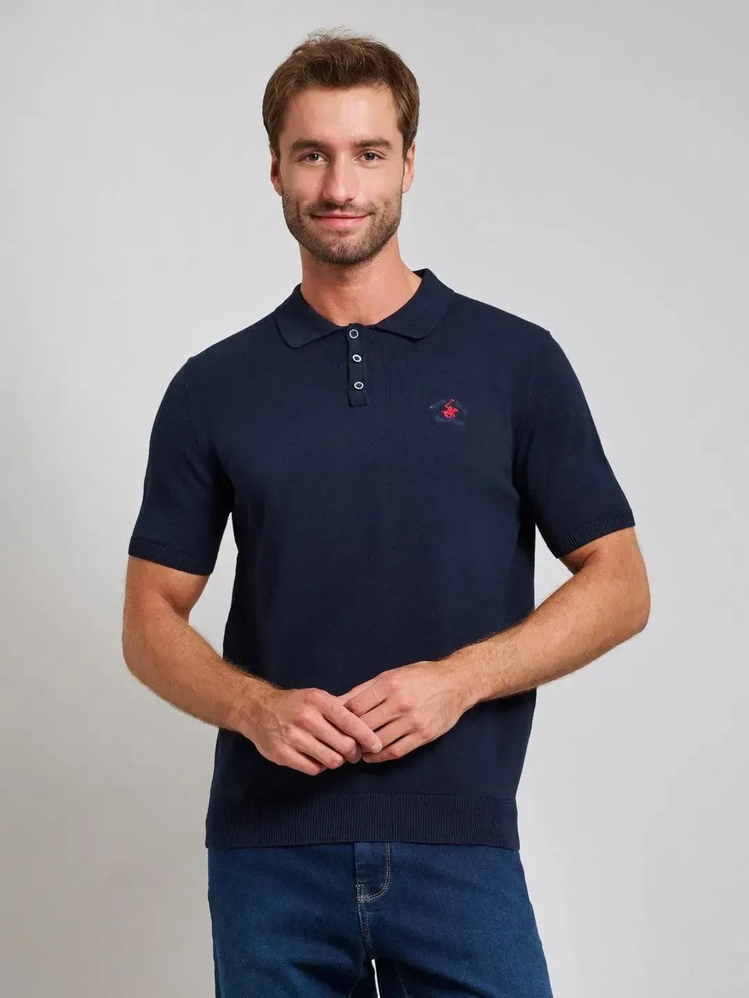 Beverly Hills Polo Club-BHPC SOFT COTTON MODERN SLIM FIT POLO SHIRT DARK NAVY-NORTHERN THREADS DESIGNER MENSWEAR