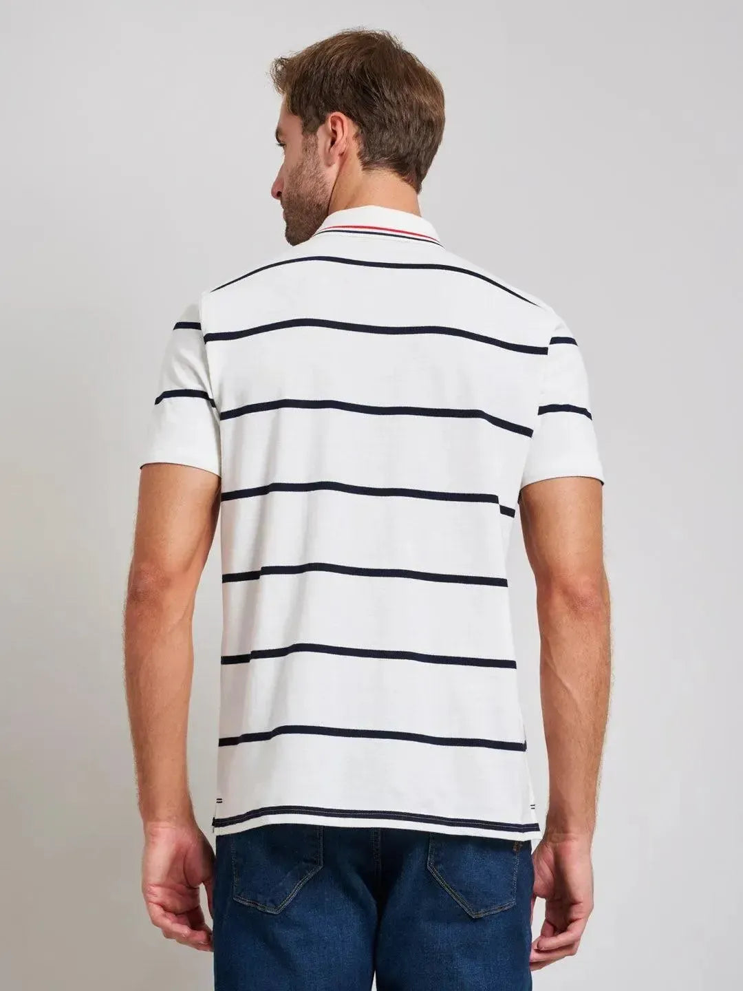 BEVERLY HILLS POLO CLUB-BHPC STRIPED MODERN SLIM FIT POLO SHIRT GHOST WHITE-NORTHERN THREADS DESIGNER MENSWEAR