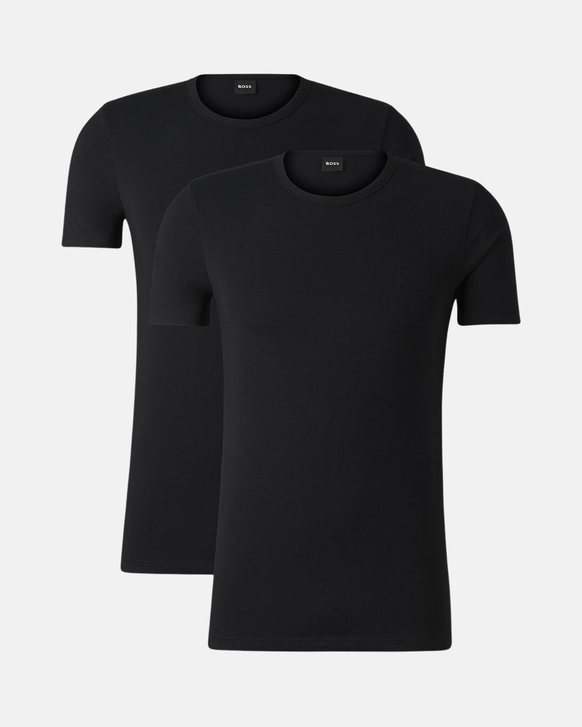 BOSS 2 PACK STRETCH COTTON T - SHIRTS BLACK - BOSS-50475276-001-S - northern threads uk