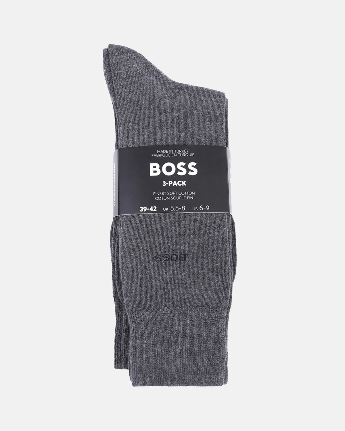 BOSS 3 PACK LOGO CALF SOCKS MID GREY - northern threads