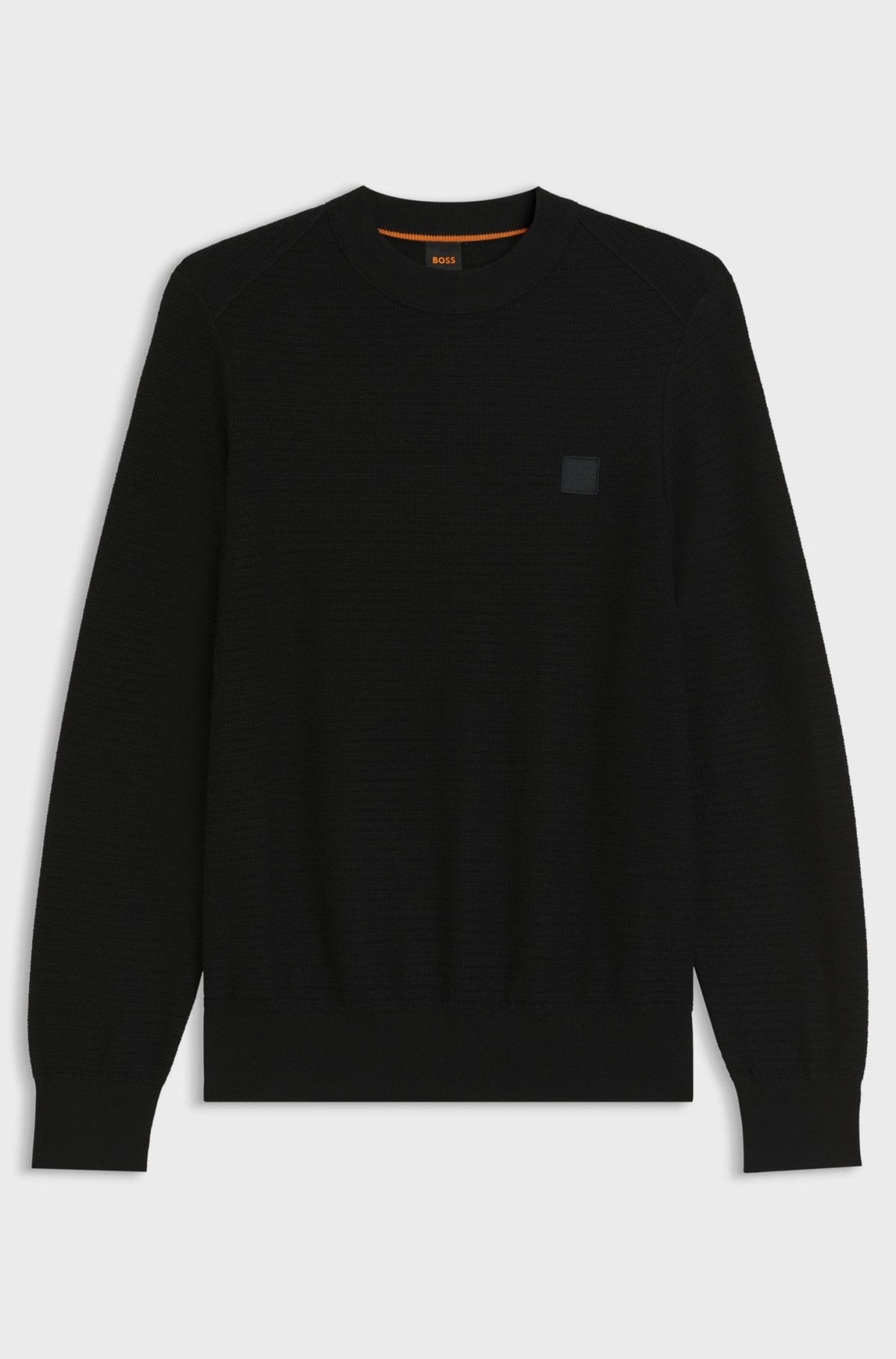 BOSS Anion Piqué Knit Jumper Black | Northern Threads Designer Menswear