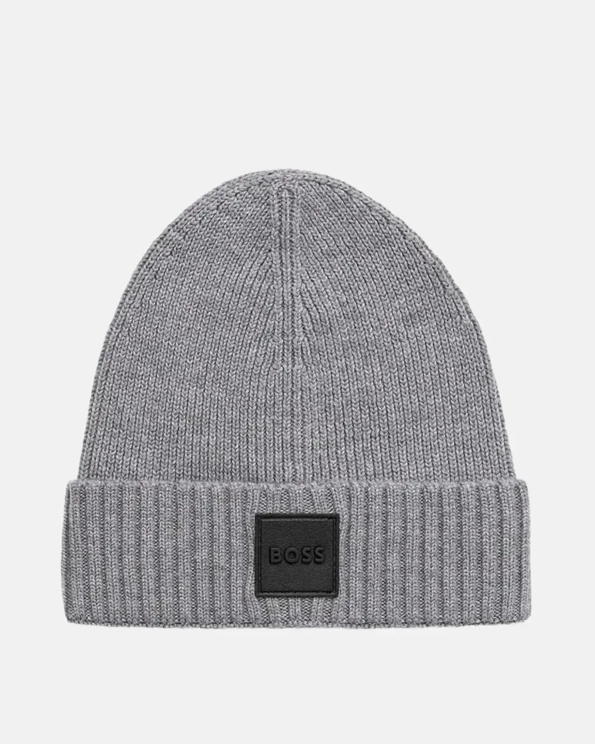 BOSS-BOSS FLAVIO WOOL BEANIE GREY MELANGE-NORTHERN THREADS DESIGNER MENSWEAR