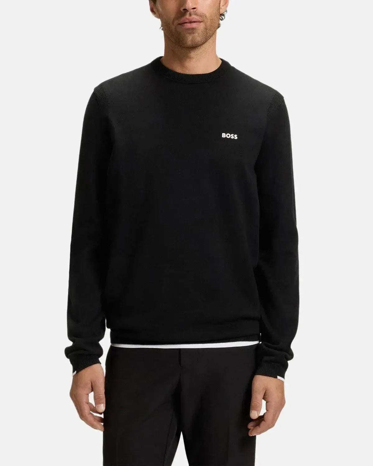 BOSS-BOSS K-EVERX CREWNECK COTTON KNIT BLACK-NORTHERN THREADS DESIGNER MENSWEAR