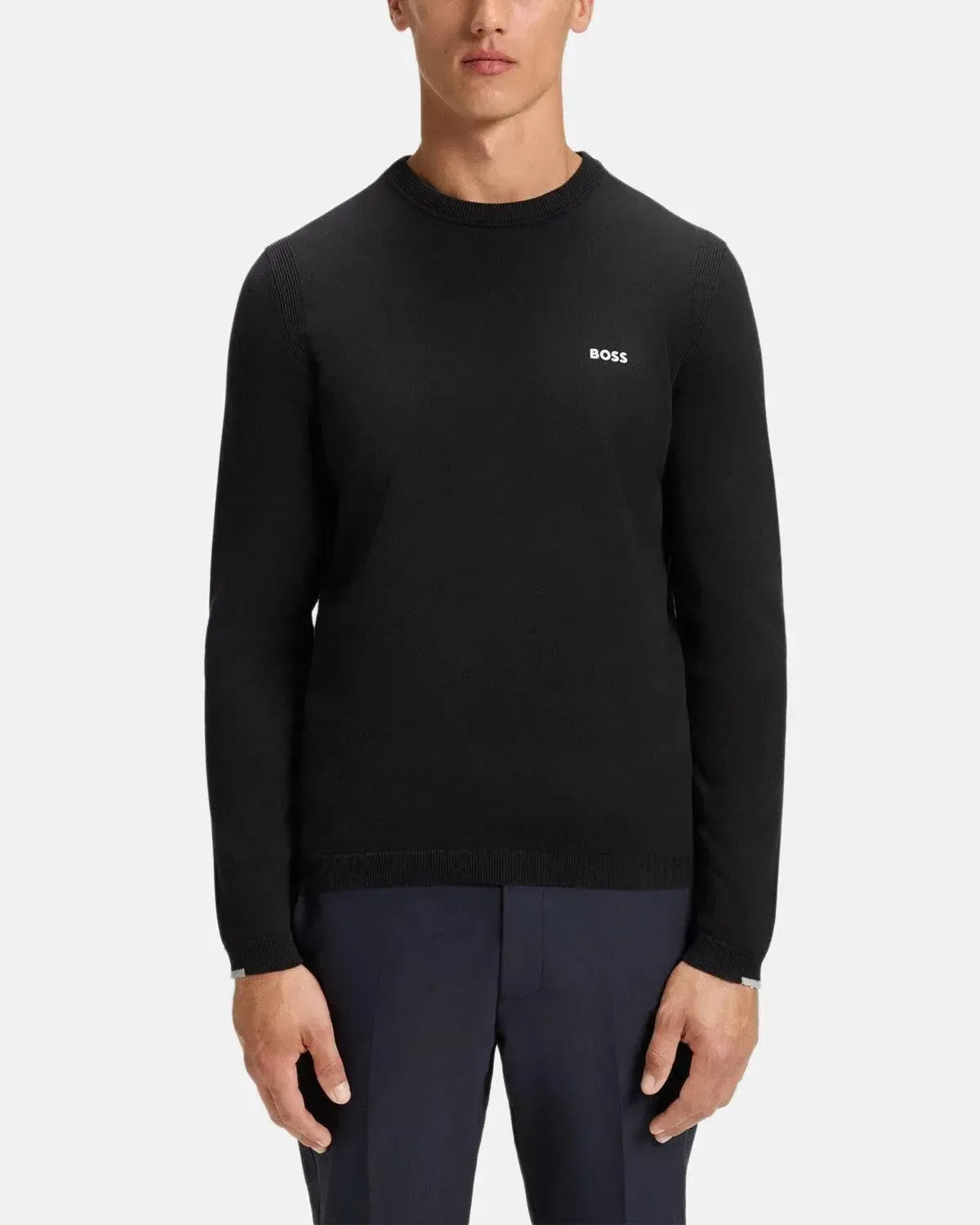 BOSS-BOSS K-EVERX CREWNECK COTTON KNIT DARK BLUE-NORTHERN THREADS DESIGNER MENSWEAR