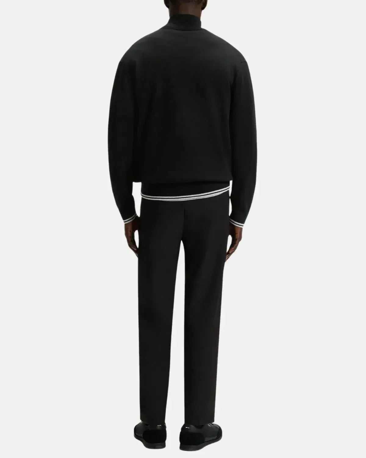 BOSS-BOSS K-ZONE STRIPE DETAIL 1/4 ZIP KNIT BLACK-NORTHERN THREADS DESIGNER MENSWEAR