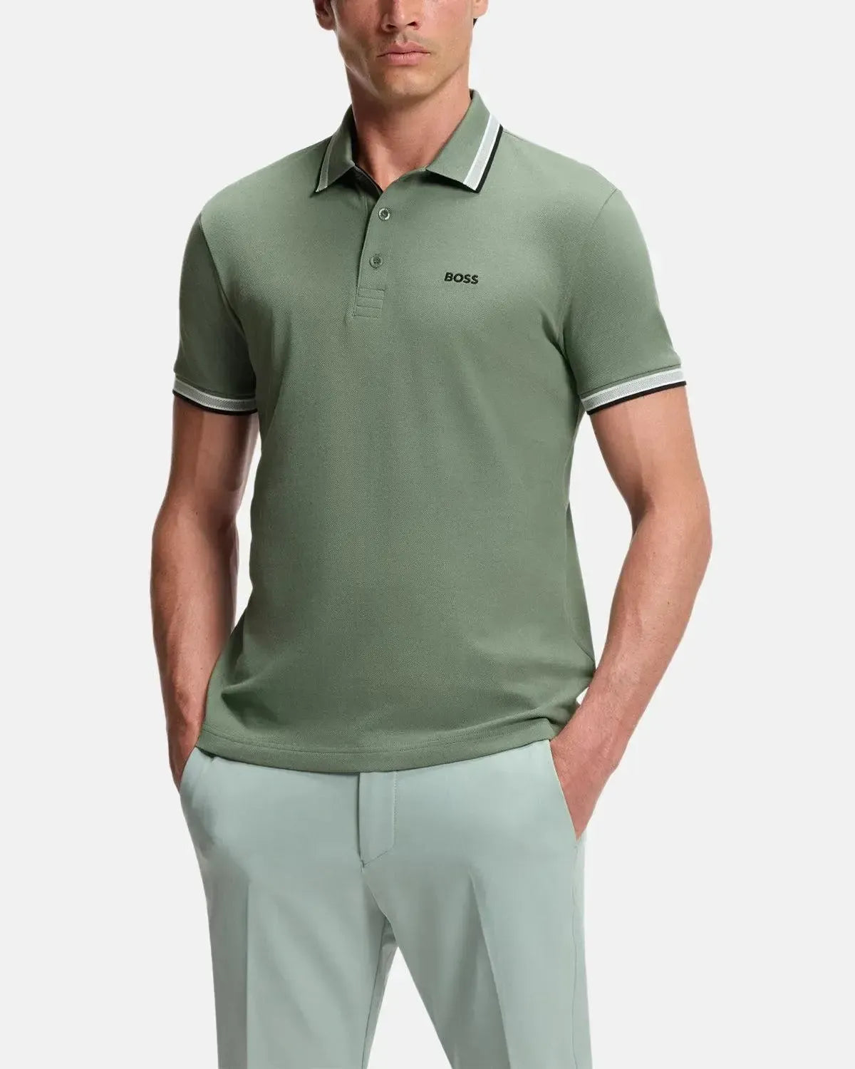 BOSS-BOSS PADDY POLO SHIRT MID GREEN-NORTHERN THREADS DESIGNER MENSWEAR