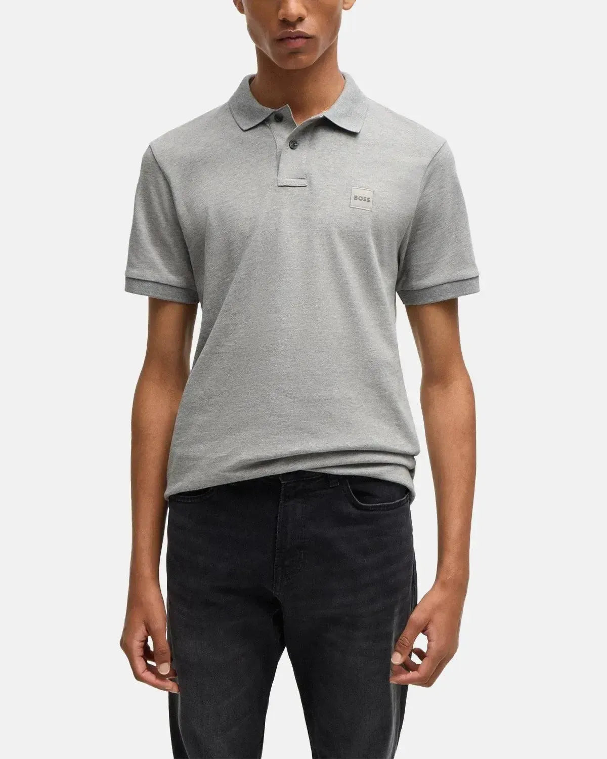 BOSS-BOSS PASSENGER SLIM FIT POLO SHIRT LIGHT GREY-NORTHERN THREADS DESIGNER MENSWEAR