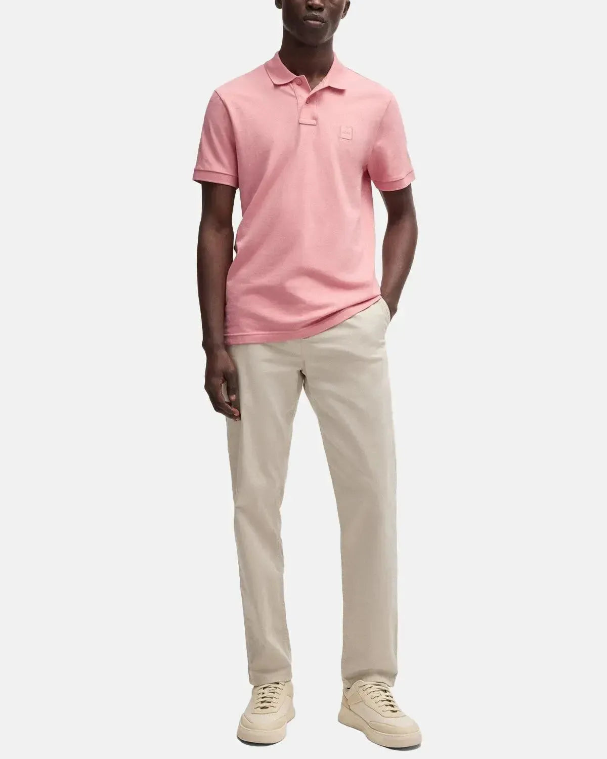BOSS-BOSS PASSENGER SLIM FIT POLO SHIRT LIGHT PINK-NORTHERN THREADS DESIGNER MENSWEAR