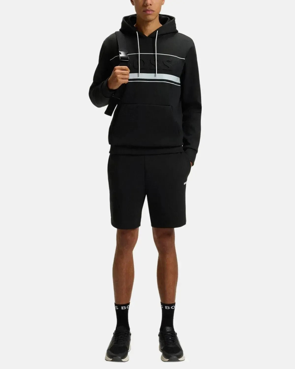 BOSS-BOSS SOODY ZONE EMBOSSED LOGO HOODIE BLACK-NORTHERN THREADS DESIGNER MENSWEAR