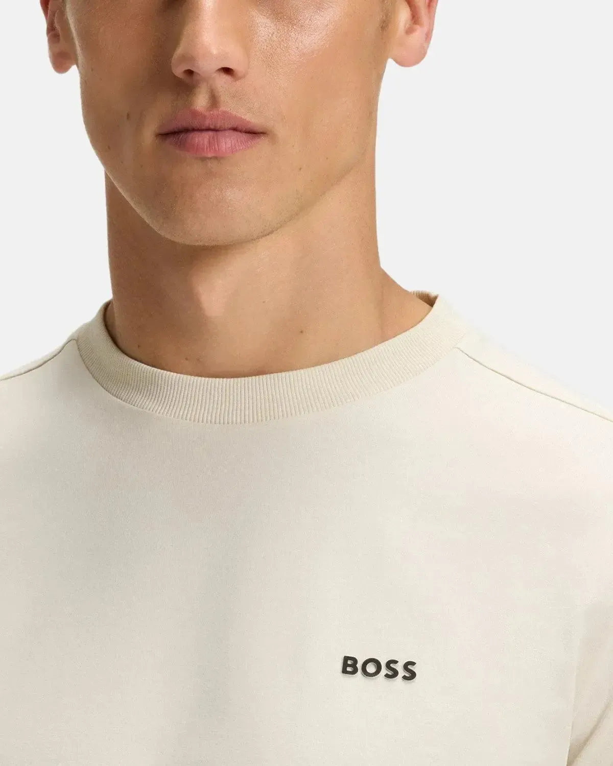 BOSS-BOSS STRETCH COTTON LOGO T-SHIRT NATURAL-NORTHERN THREADS DESIGNER MENSWEAR