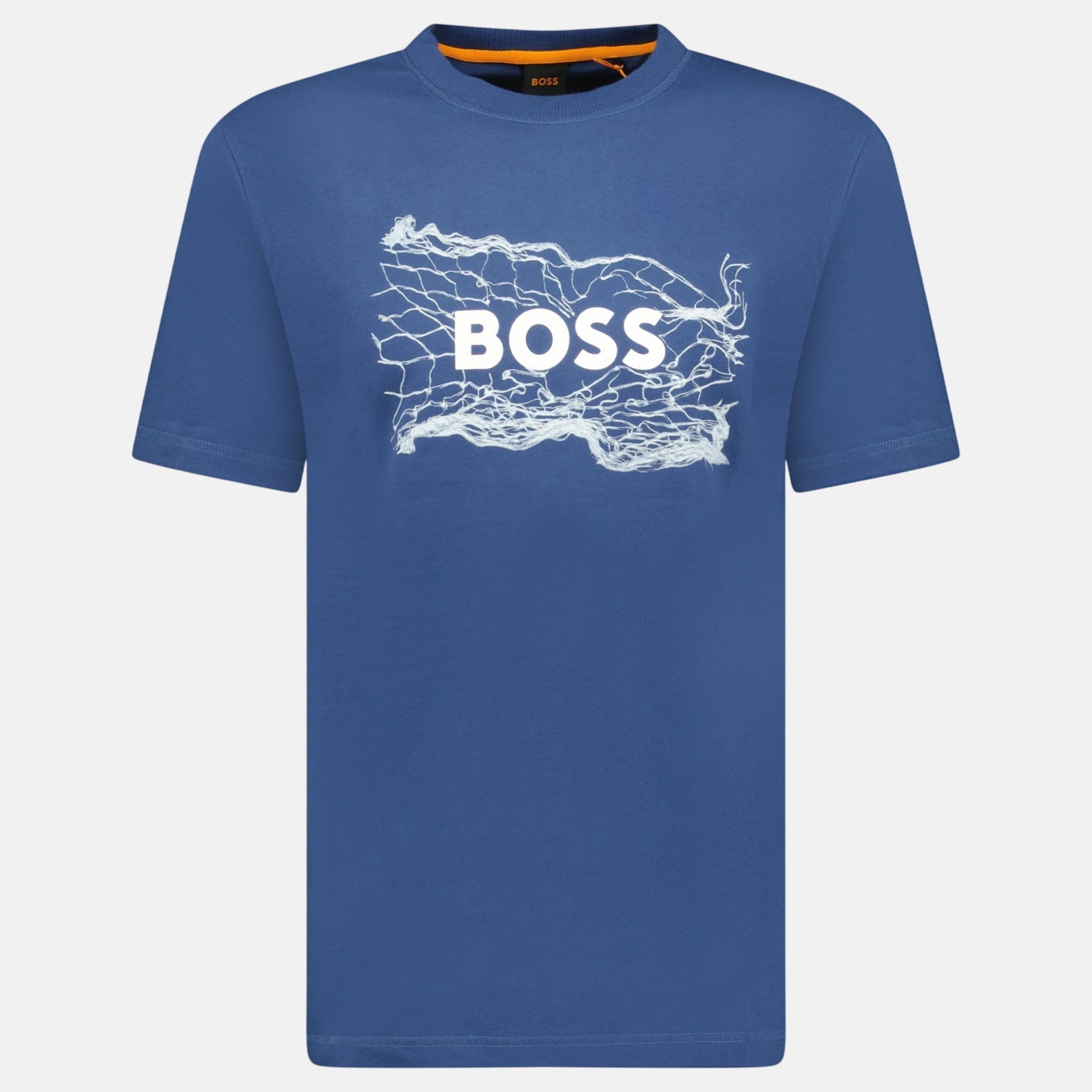BOSS Cotton Jersey Artwork T-Shirt Blue - A27 - northern threads uk