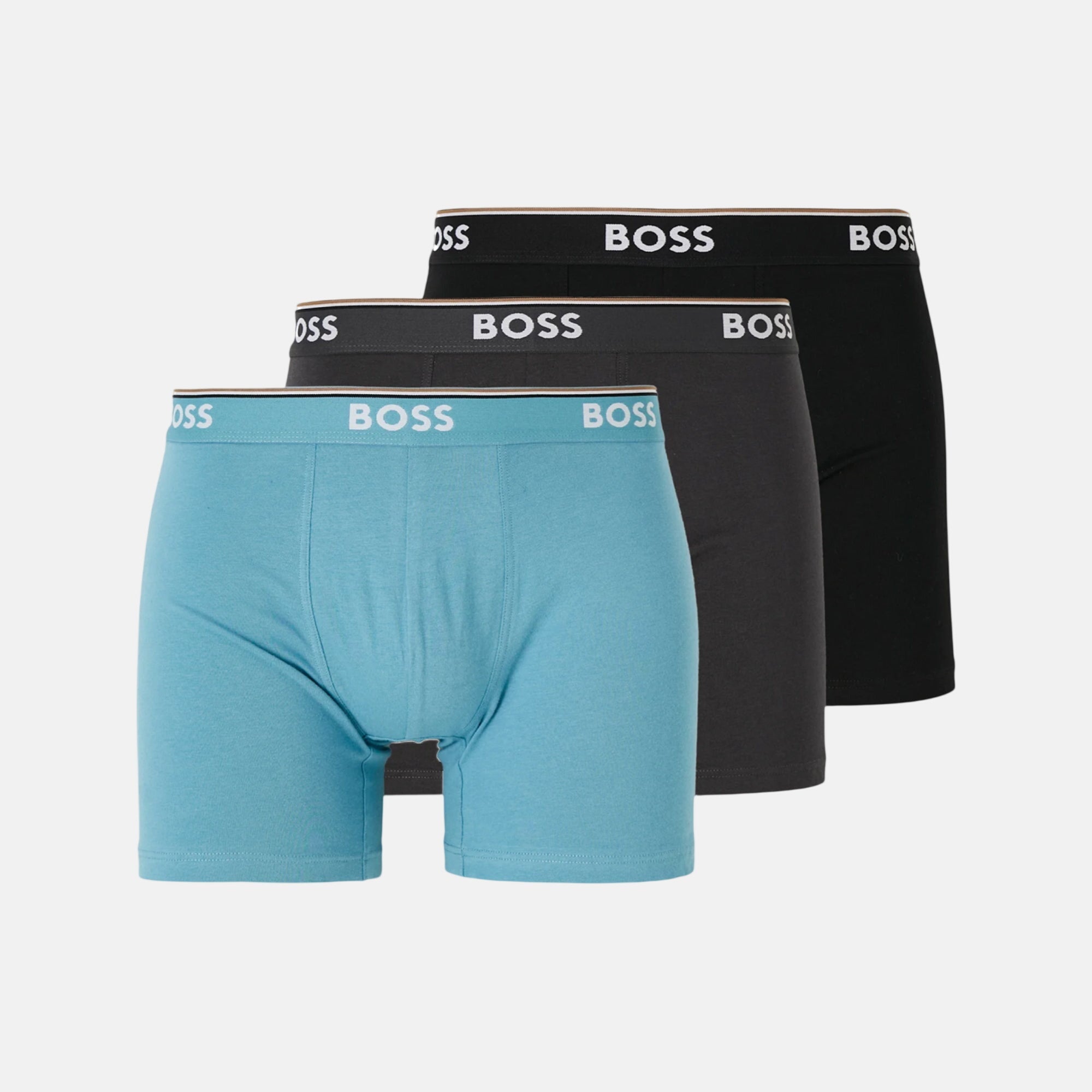 BOSS Cotton Stretch 3 Pack Boxer Briefs Black Blue Dark Grey - SPR352-S - northern threads uk