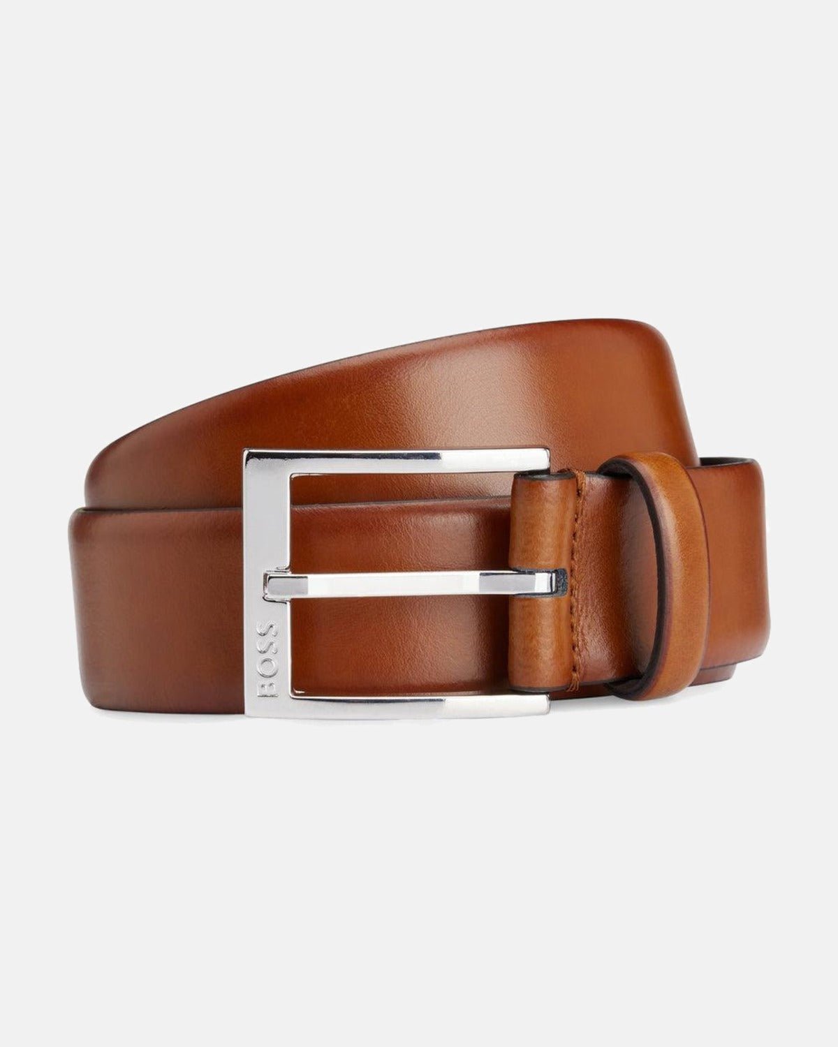 BOSS Elloy Italian Leather Belt Medium Brown | Northern Threads Designer Menswear