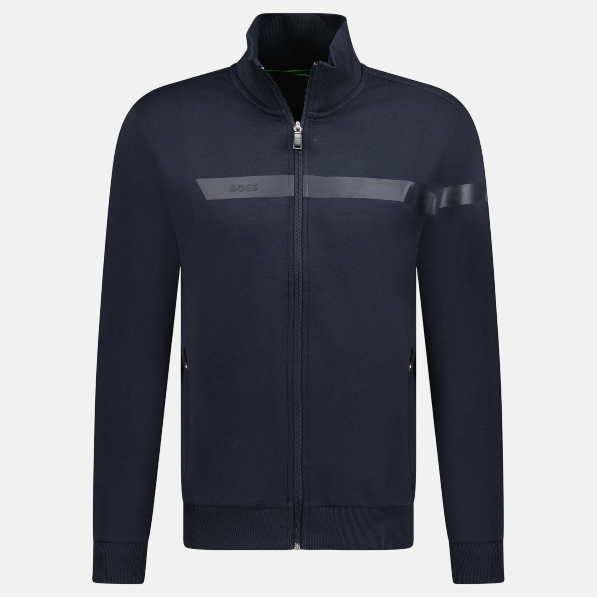 BOSS Funnel Neck Zip Up Sweatshirt Black - E8 - northern threads uk