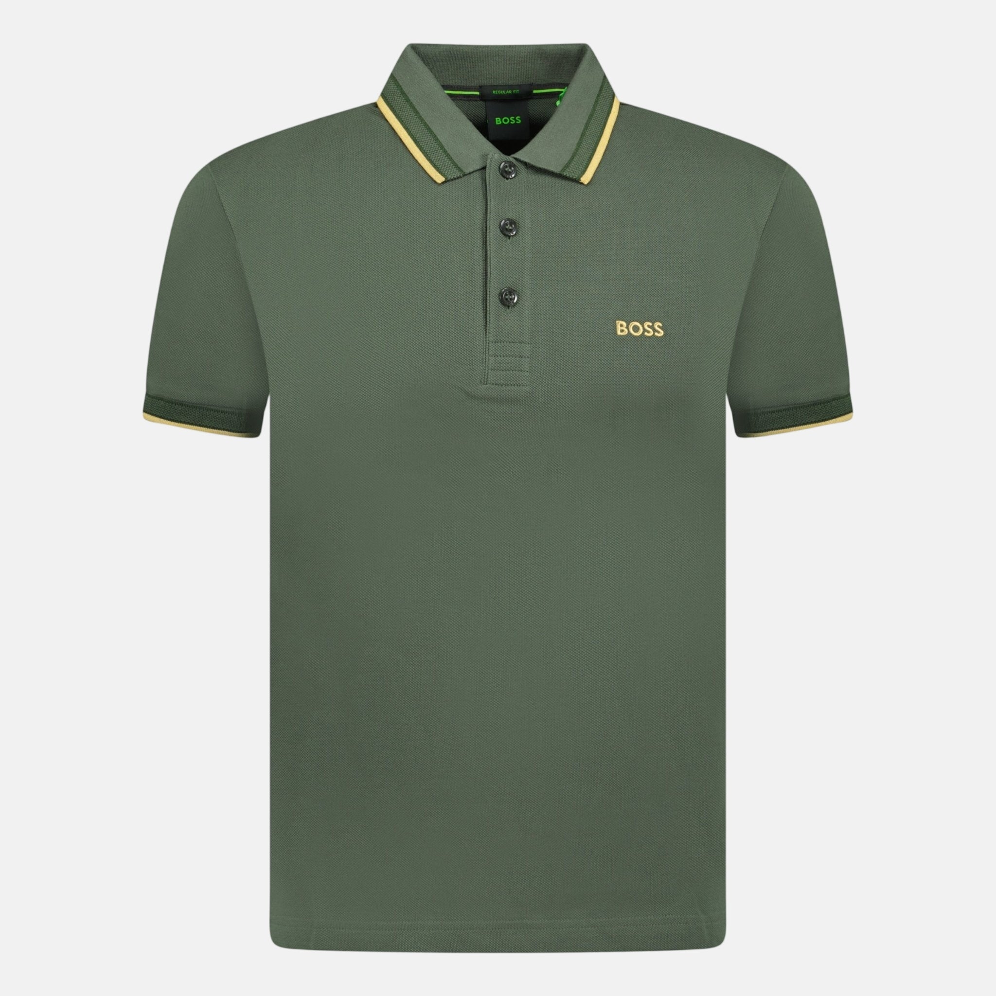BOSS Gold Logo Polo Shirt Khaki - C93 - northern threads uk
