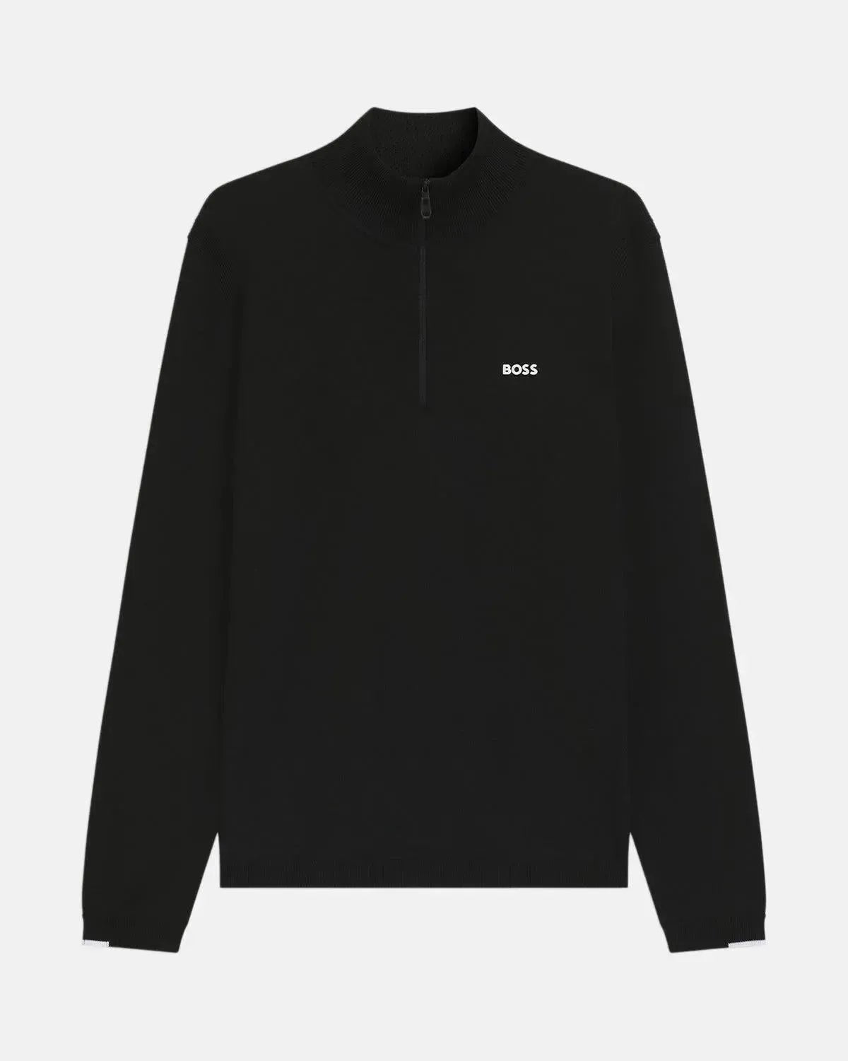 BOSS K - EVERX 1/4 ZIP COTTON KNIT BLACK - HUGO-BOSS-50541965-001-S - northern threads uk