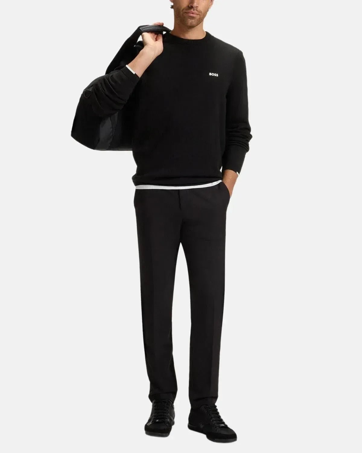 BOSS K-Everx Crewneck Cotton Knit Black | Northern Threads Designer Menswear