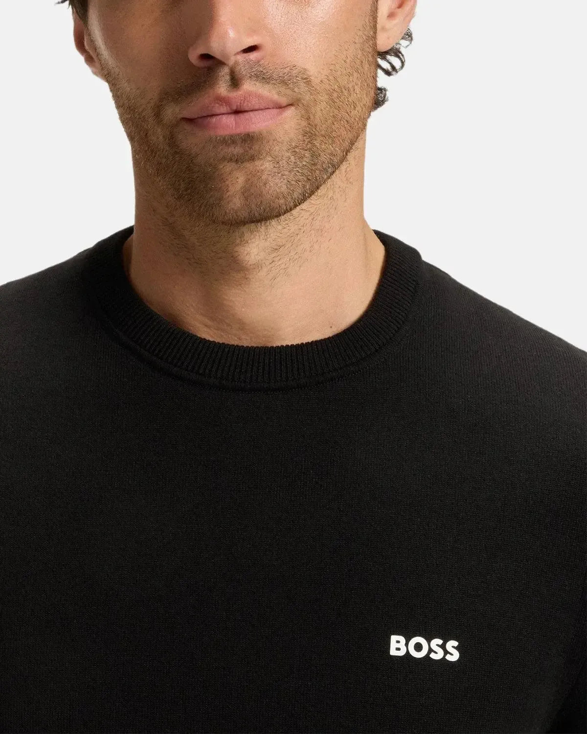 BOSS K-Everx Crewneck Cotton Knit Black | Northern Threads Designer Menswear