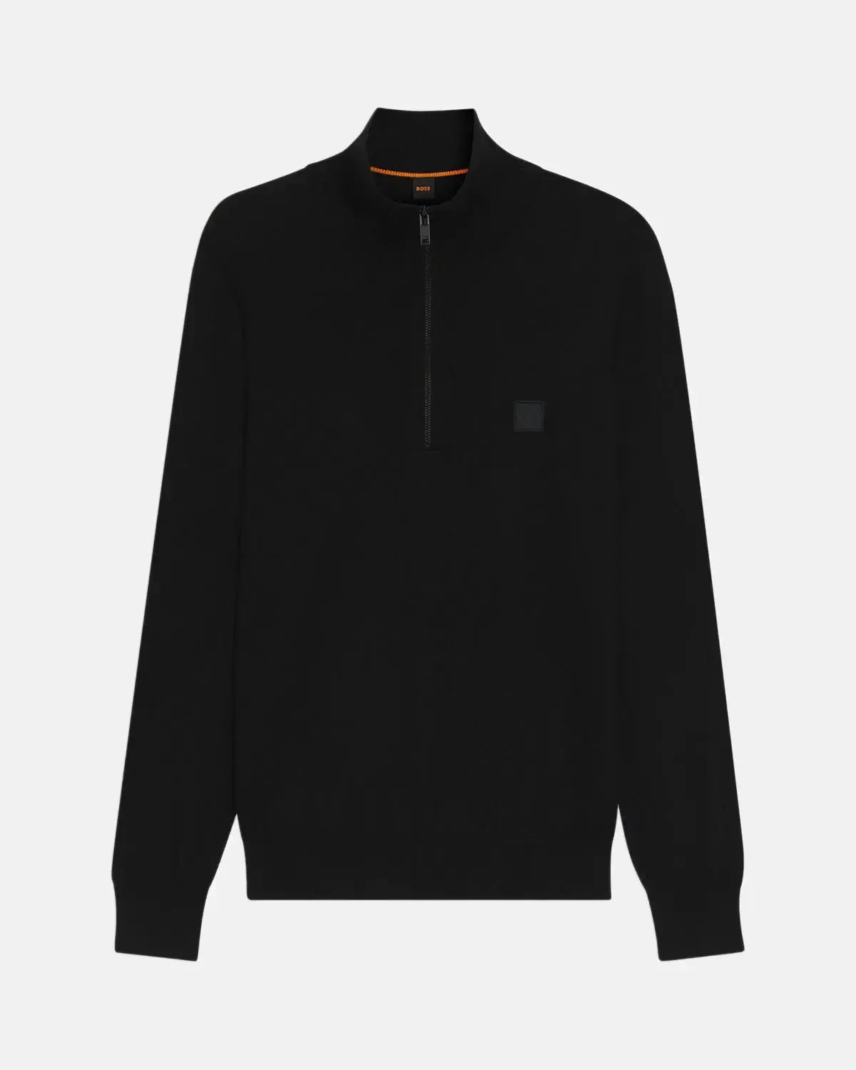 BOSS KANOBIX 1/4 ZIP COTTON CASHMERE KNIT BLACK - HUGO-BOSS-50527585-001-S - northern threads uk