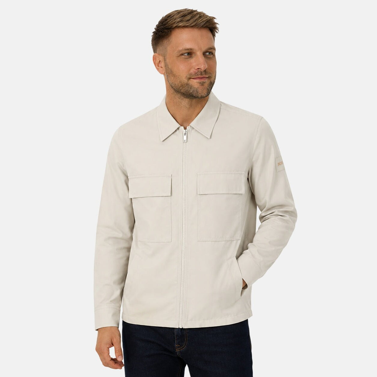 BOSS Lozzy Overshirt Light Beige | Northern Threads Designer Menswear