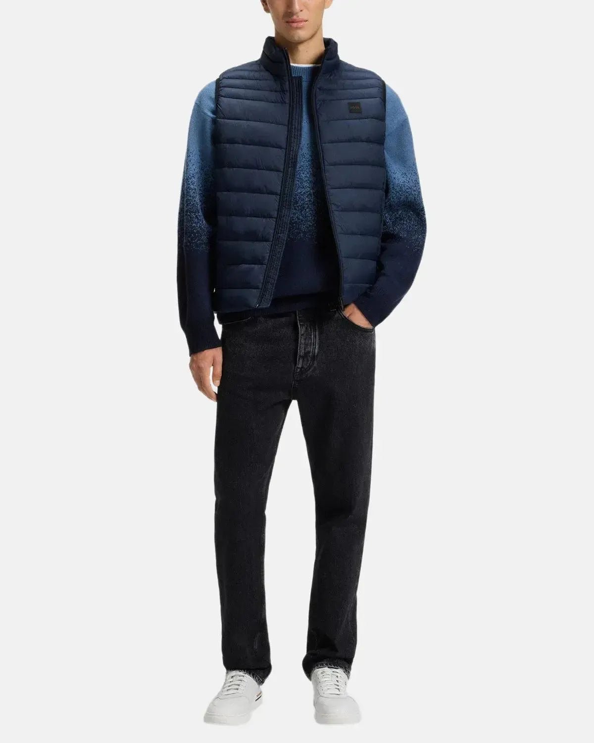 BOSS ODEN SLIM FIT PACKABLE GILET DARK BLUE - northern threads