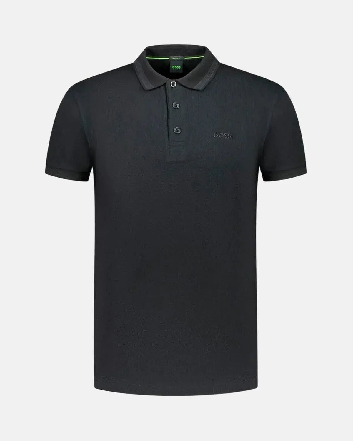 BOSS PADDY POLO SHIRT BLACK TONAL - HUGO-BOSS-50469055-009-M - northern threads uk