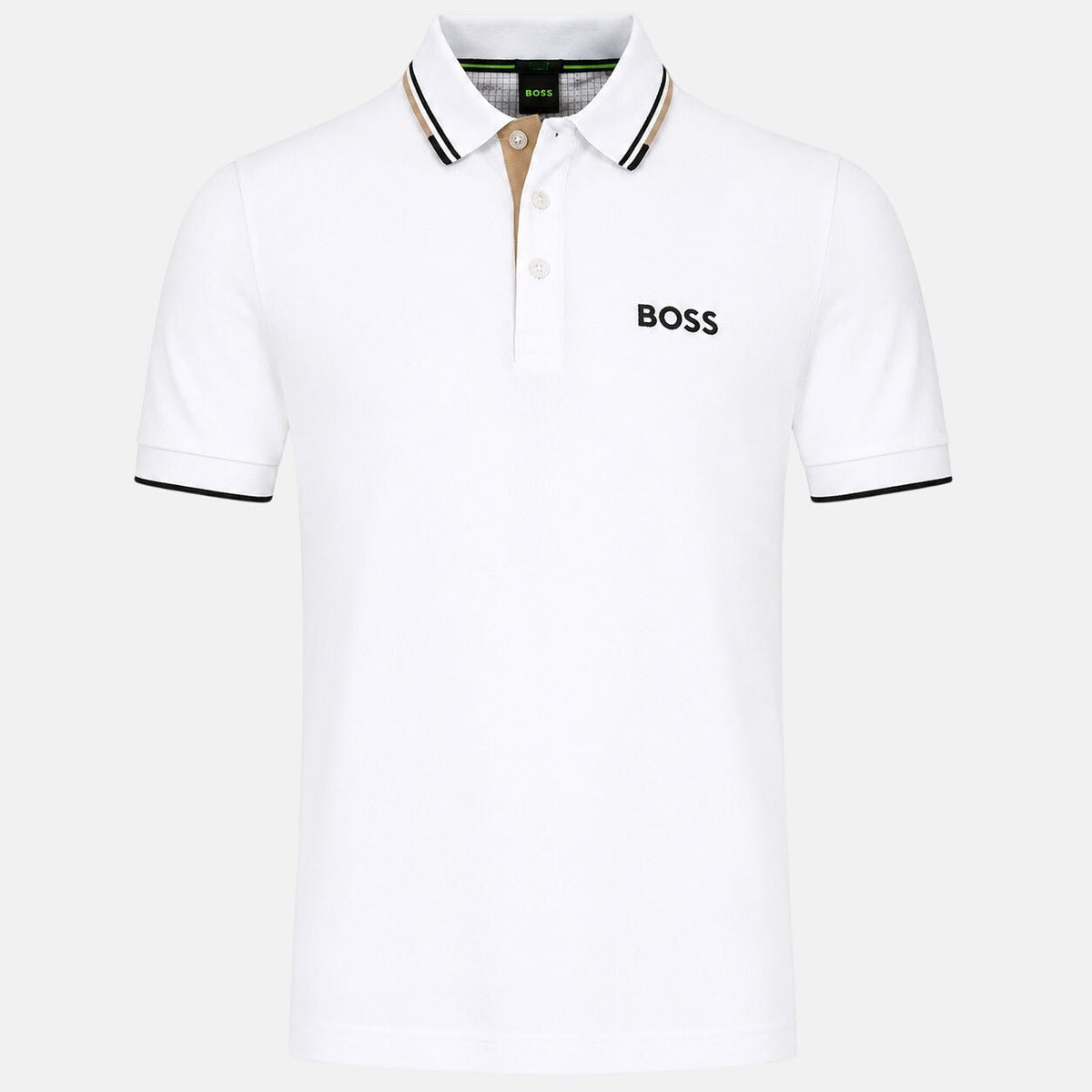 BOSS Paddy Pro Polo Shirt White/Black/Natural | Northern Threads Designer Menswear