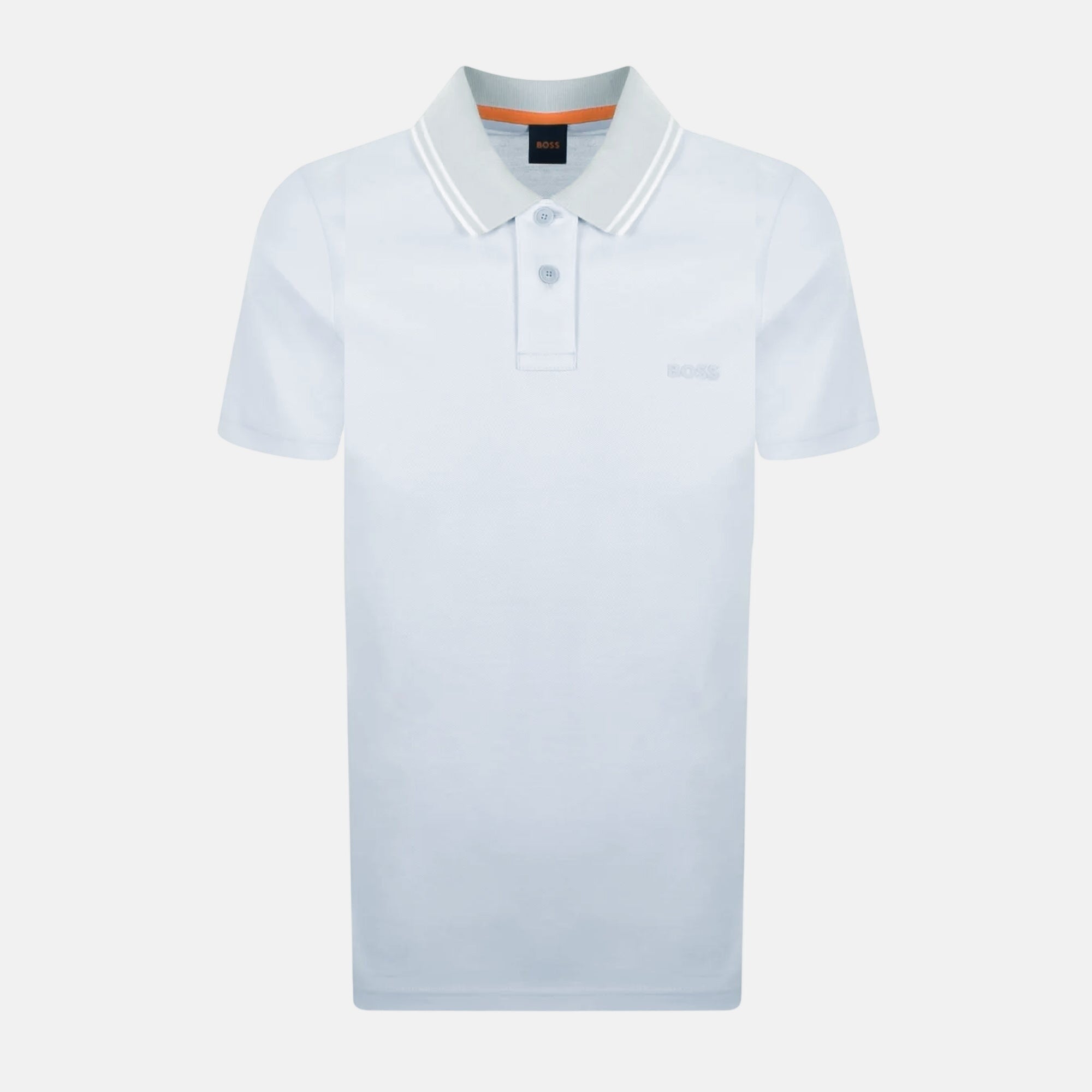 BOSS Relaxed Fit Oxford Piqué New Polo Shirt Light Pastel Grey - SPR300-M - northern threads uk