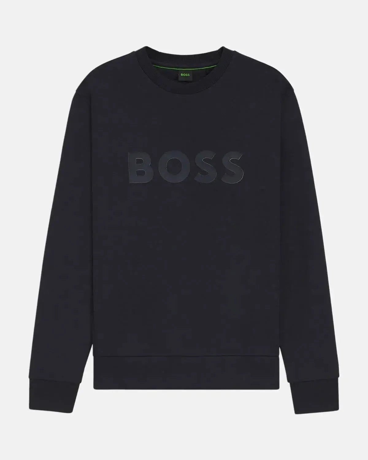 BOSS SALBO SANDWICH LOGO SWEATSHIRT DARK BLUE - HUGO-BOSS-50506119-402-S - northern threads uk