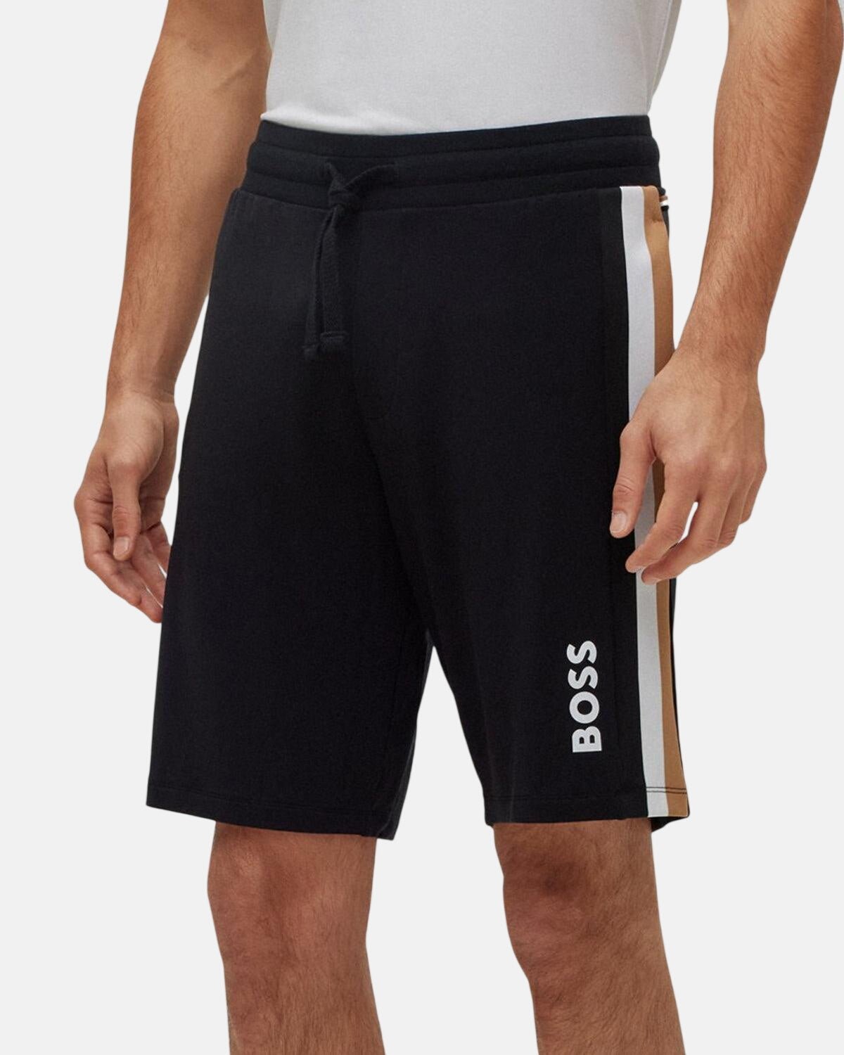 BOSS SIGNATURE STRIPE LOUNGEWEAR SHORTS BLACK - HUGO-BOSS-50491511-001-XS - northern threads uk