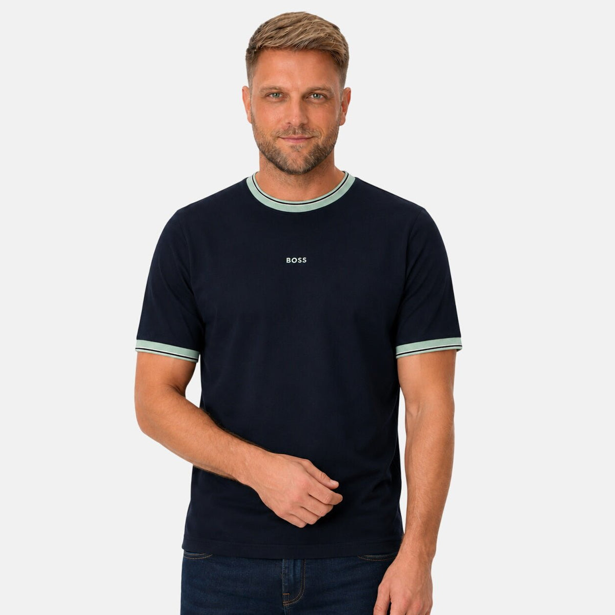 BOSS Te Blocks Tipped T-Shirt Dark Navy | Northern Threads Designer Menswear