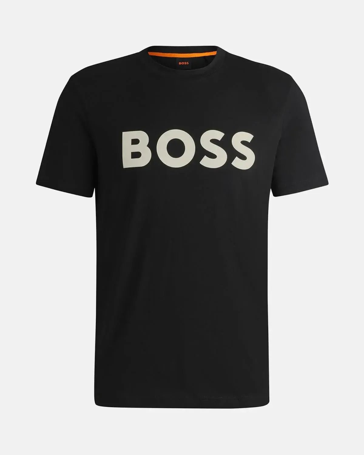 BOSS THINKING 1 RUBBER PRINT LOGO T - SHIRT BLACK ECRU - HUGO-BOSS-50481923-001-S - northern threads uk