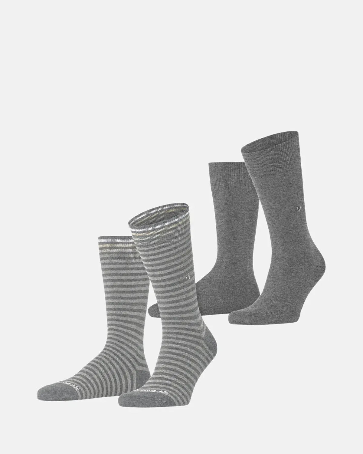 BURLINGTON SOCKS-BURLINGTON EVERYDAY STRIPE 2-PACK SOCKS LIGHT GREY MEALANGE-NORTHERN THREADS DESIGNER MENSWEAR