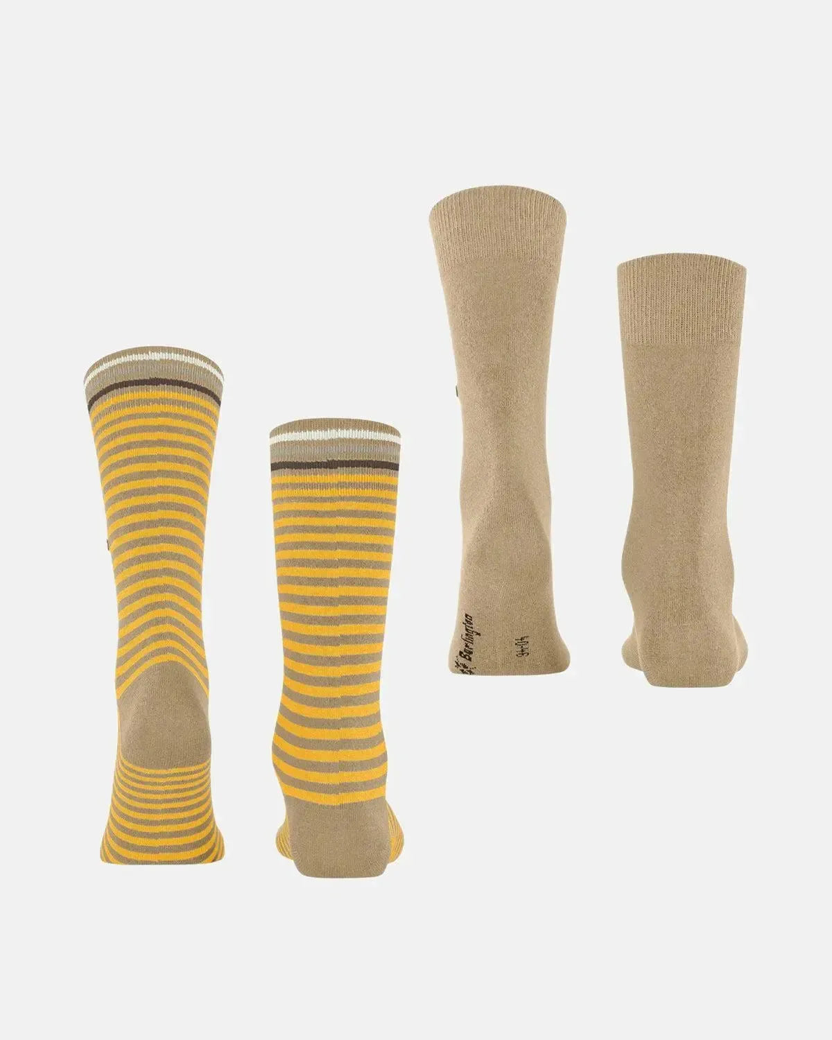 BURLINGTON SOCKS-BURLINGTON EVERYDAY STRIPE 2-PACK SOCKS SESAME-NORTHERN THREADS DESIGNER MENSWEAR