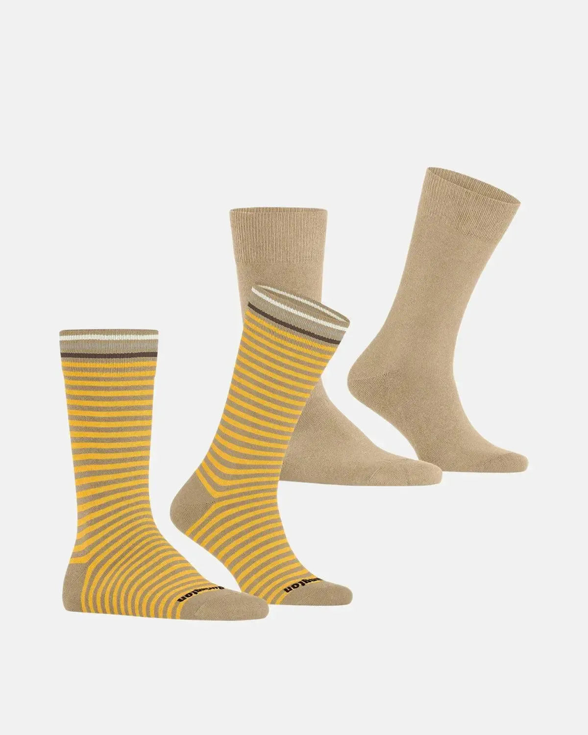 BURLINGTON SOCKS-BURLINGTON EVERYDAY STRIPE 2-PACK SOCKS SESAME-NORTHERN THREADS DESIGNER MENSWEAR