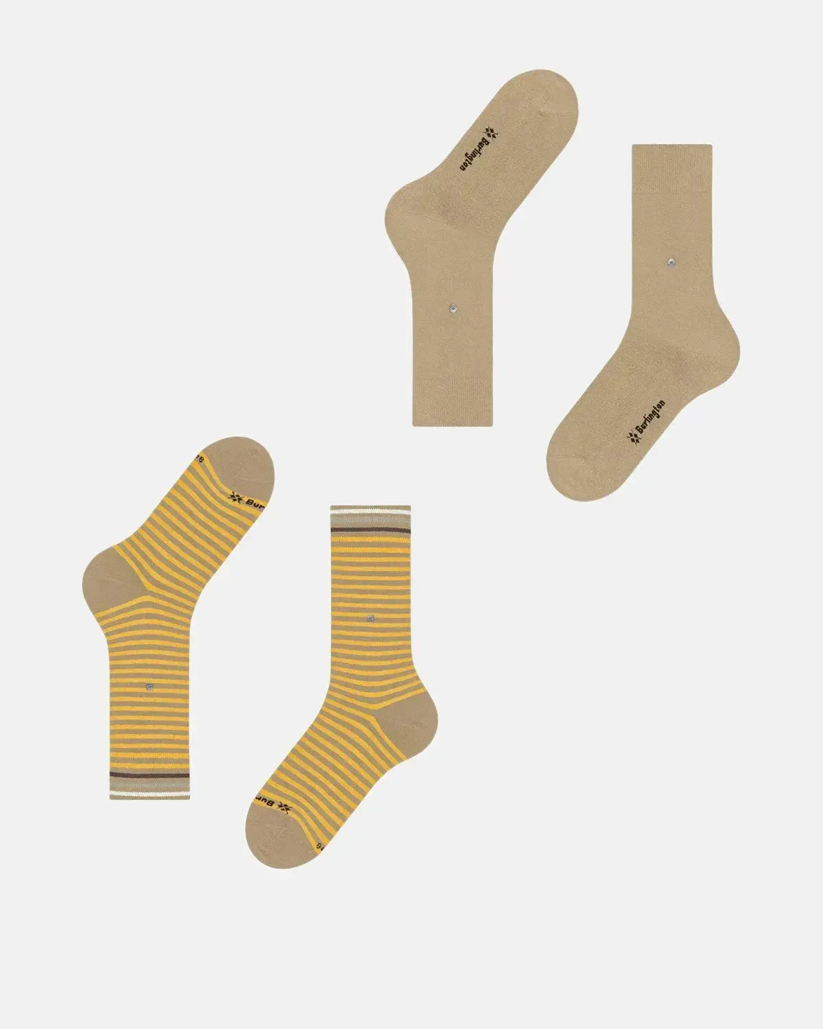 BURLINGTON SOCKS-BURLINGTON EVERYDAY STRIPE 2-PACK SOCKS SESAME-NORTHERN THREADS DESIGNER MENSWEAR